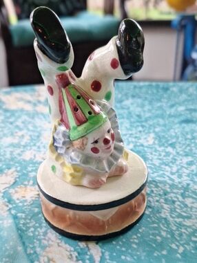 Hand-Painted Ceramic Clown Salt & Pepper Shakers in Multicolor